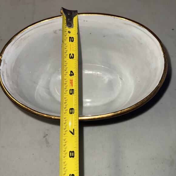 Vintage Oriental Accent Oval Bowl Chinese Porcelain Gold Rim - Picture 6 of 6